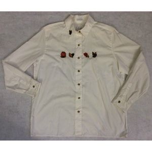 Foxcroft Womens Shirt Sz 14 Motif Button Down